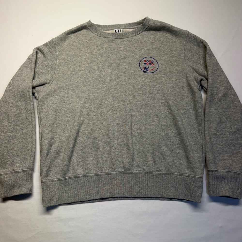 UNIQLO UT Pieter Ceizer Good Mood Sweatshirt 13 Gray Kids Embroidered Crewneck